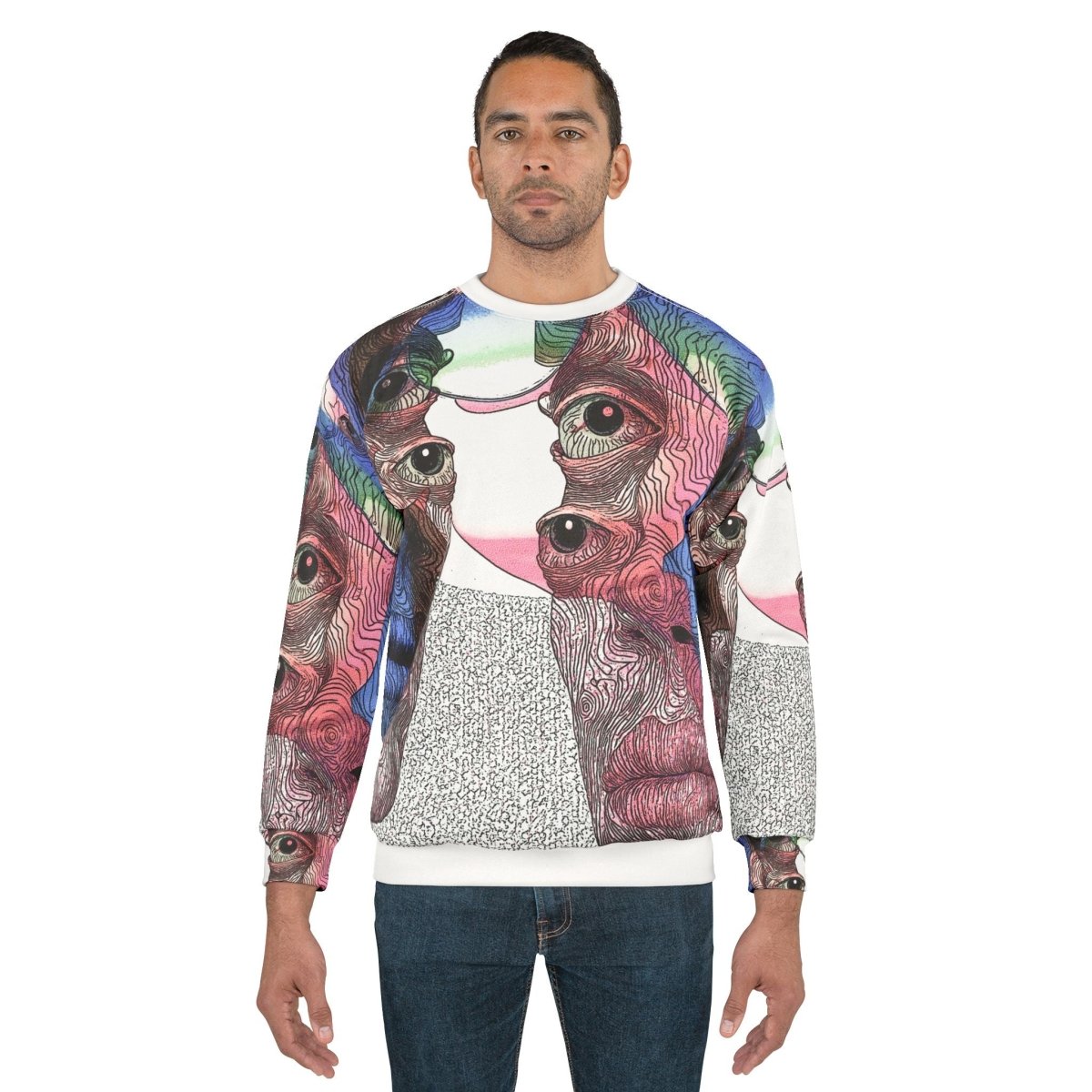 Trippy Eyes Unisex Sweatshirt – Ideal for Art Lovers & Unique Style - Brandon Fisher Art